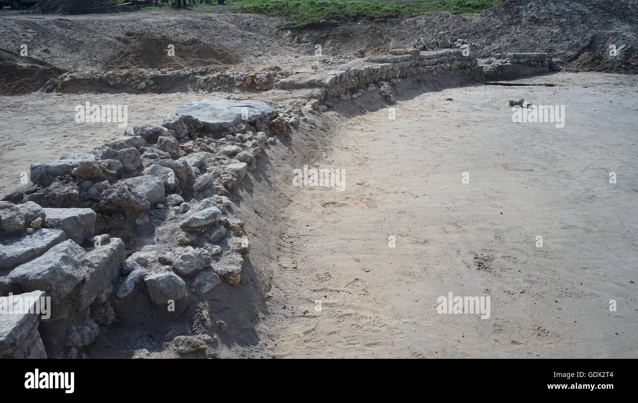 Roman excavation Mainz Gonsenheim - 01.04.2014 Germany, Rhineland-Palatinate Stock Photo