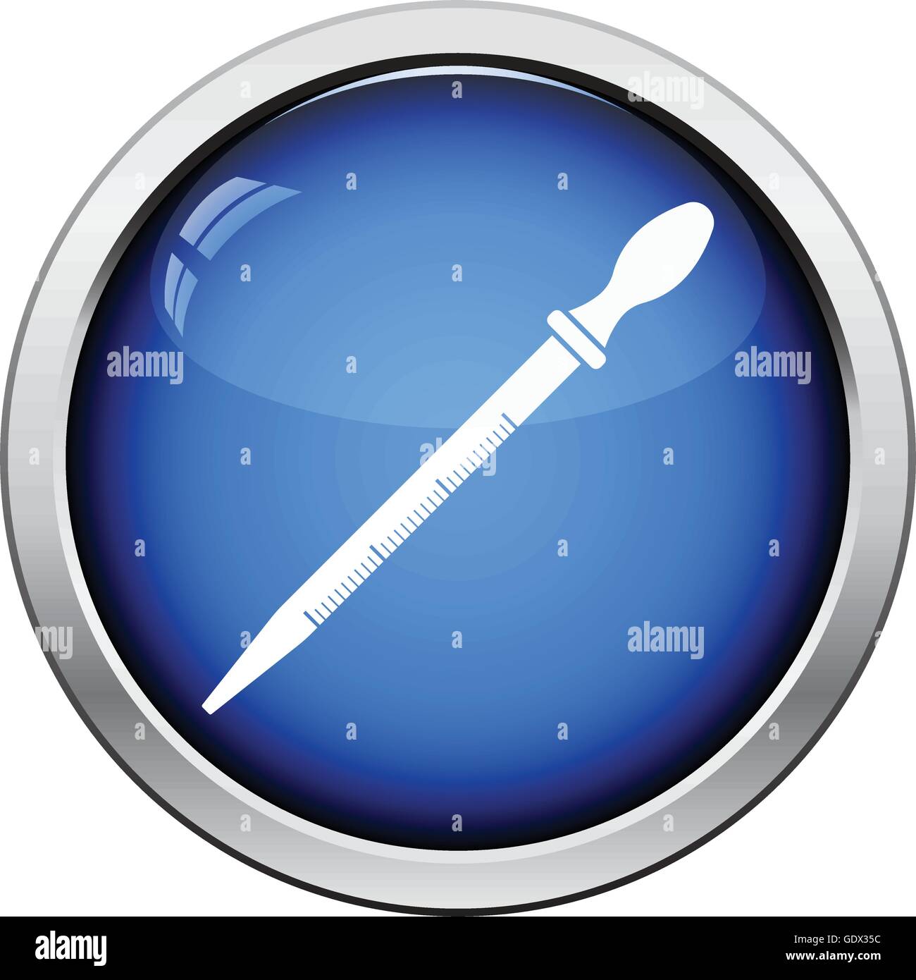 Icon of chemistry dropper. Glossy button design. Vector illustration ...