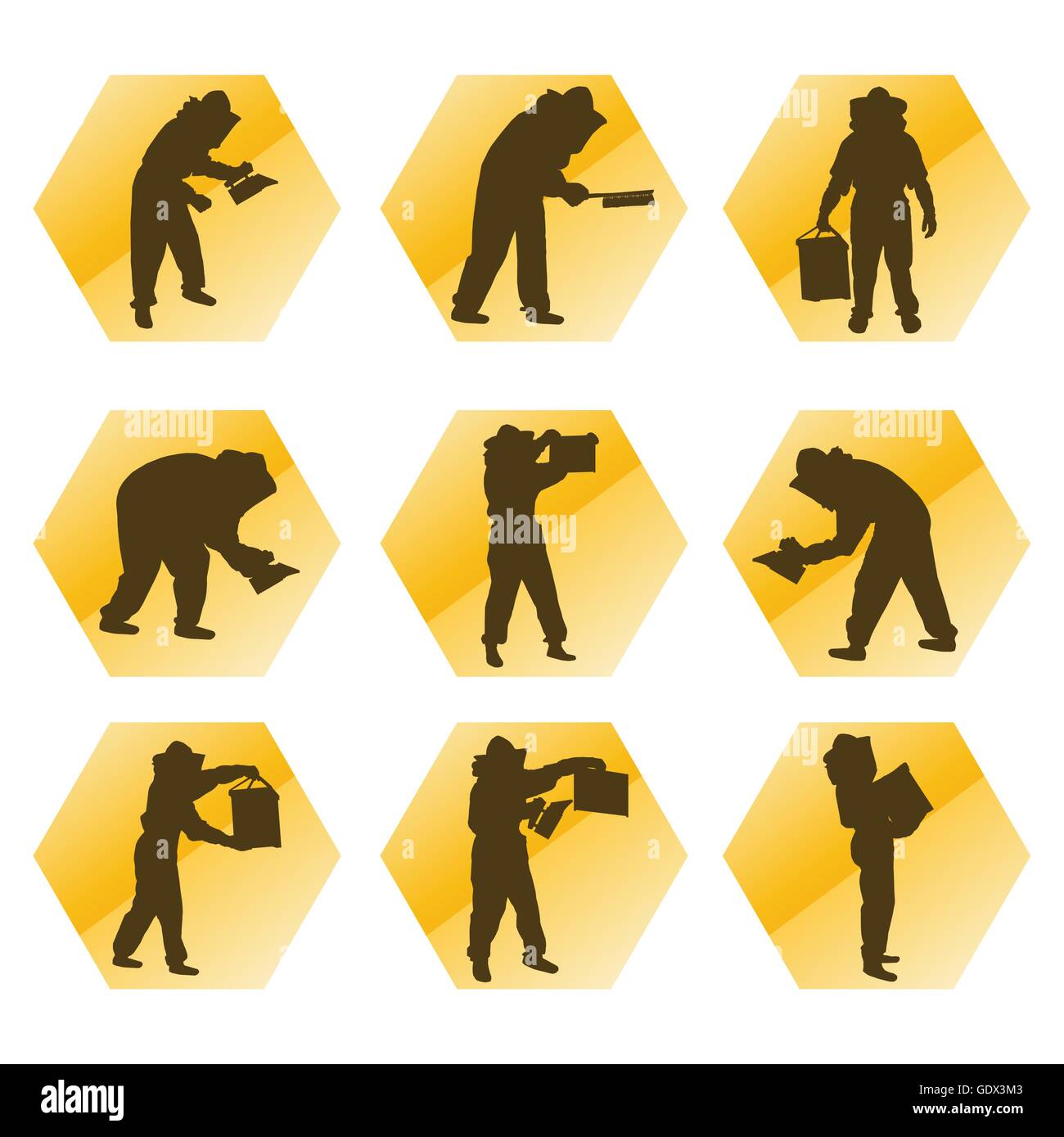 Beekeeping vector background beekeepers icons illustration isolated on ...
