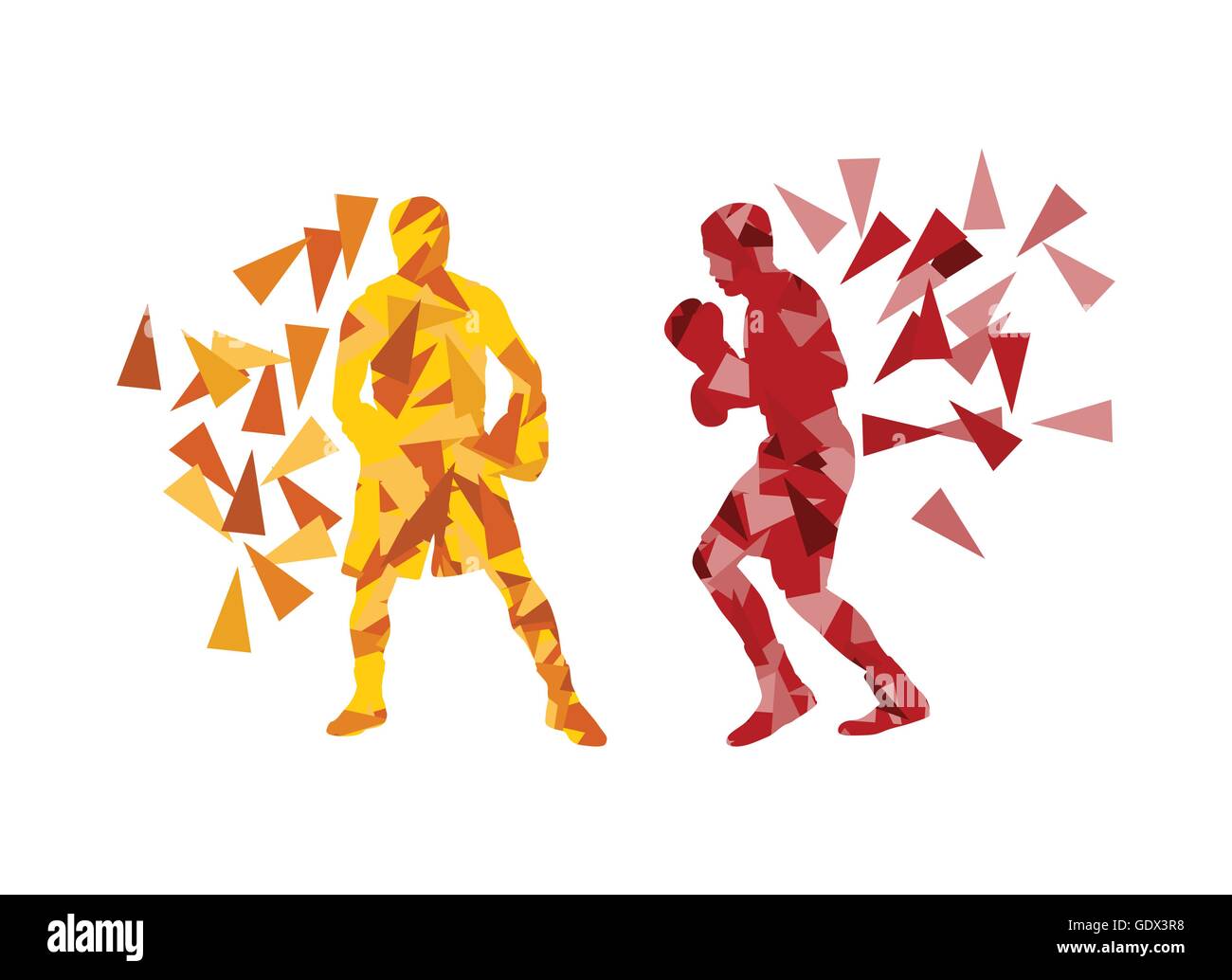 Man boxing fight facing each other in match vector background concept