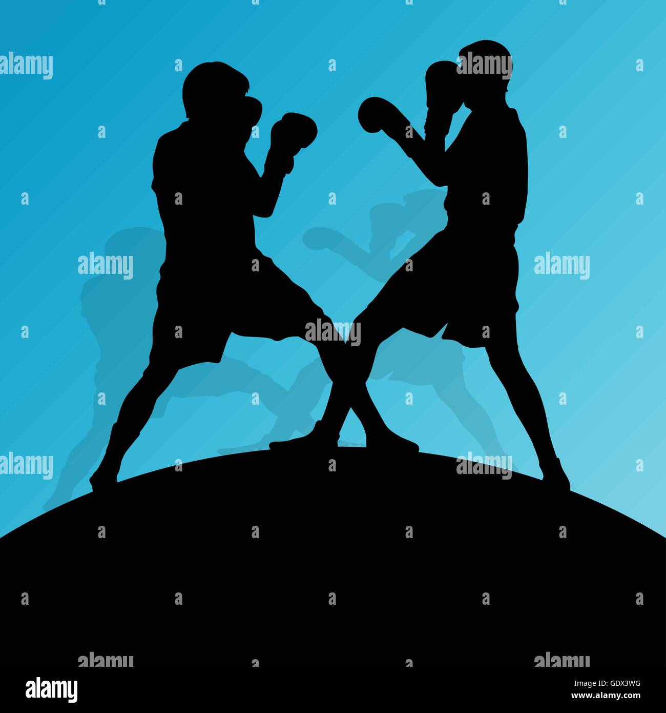 Boxing active young men box sport silhouettes vector abstract ...