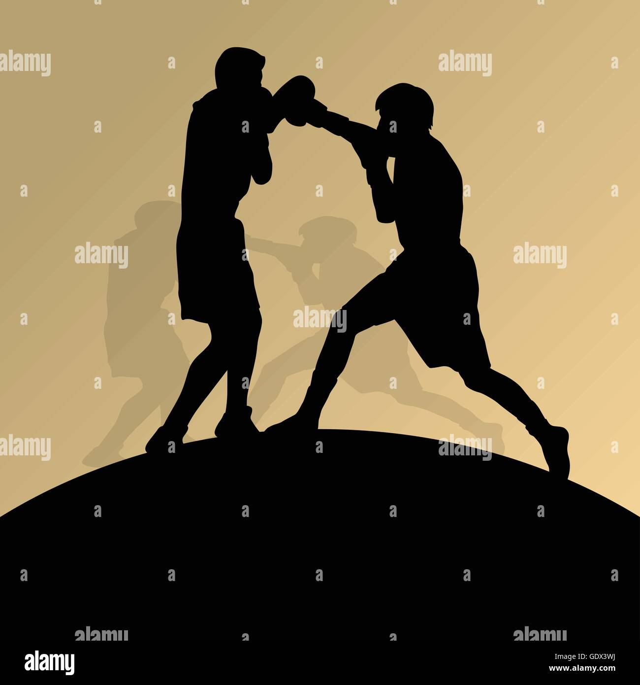 Boxing active young men box sport silhouettes vector abstract ...