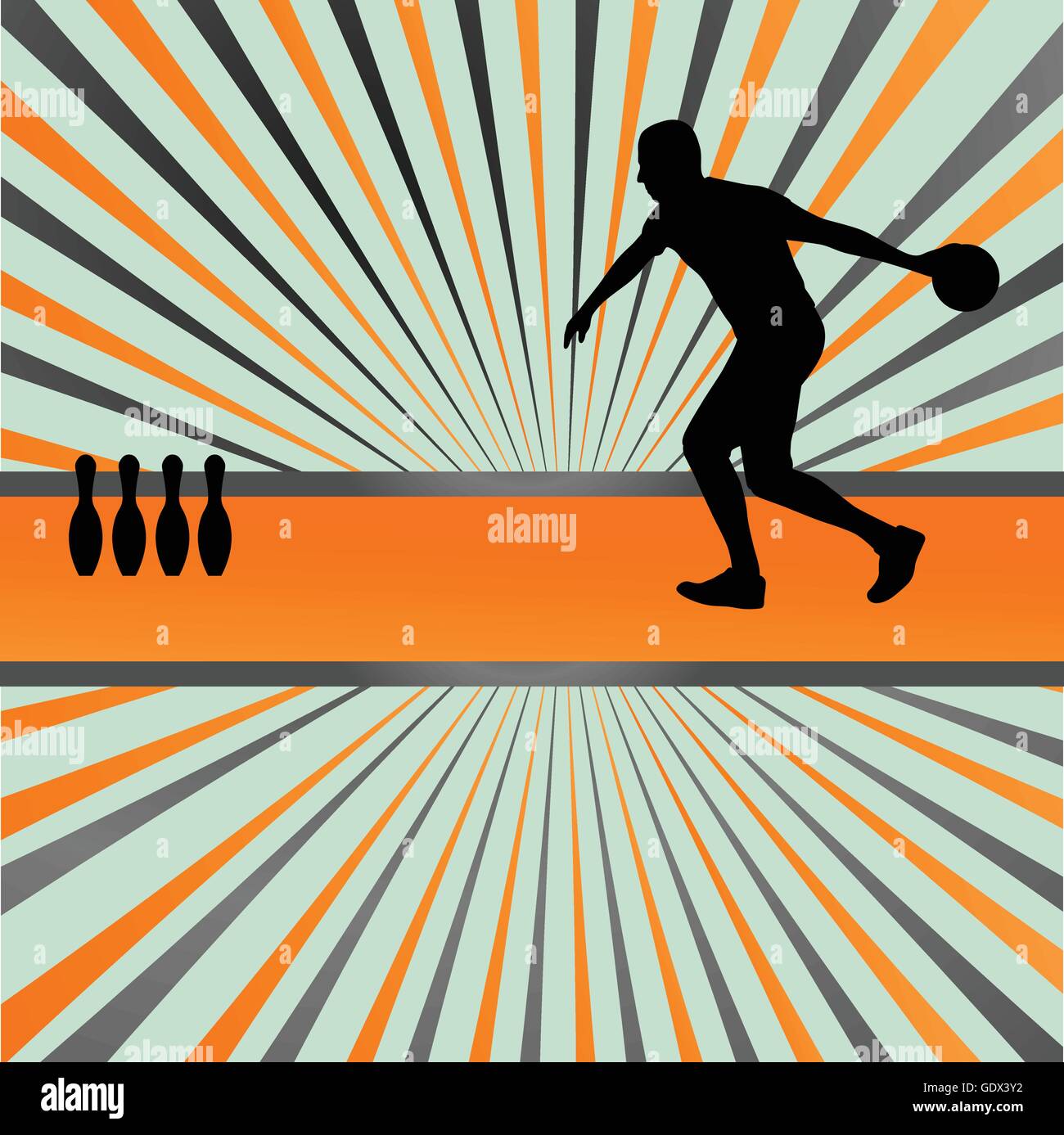 Bowling player silhouettes vector abstract background for poster Stock ...