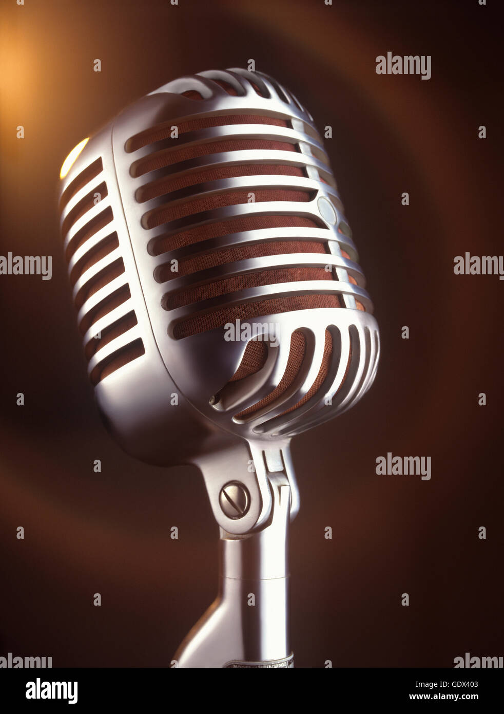 Closeup shot of vintage microphone as in the jazz age Stock Photo