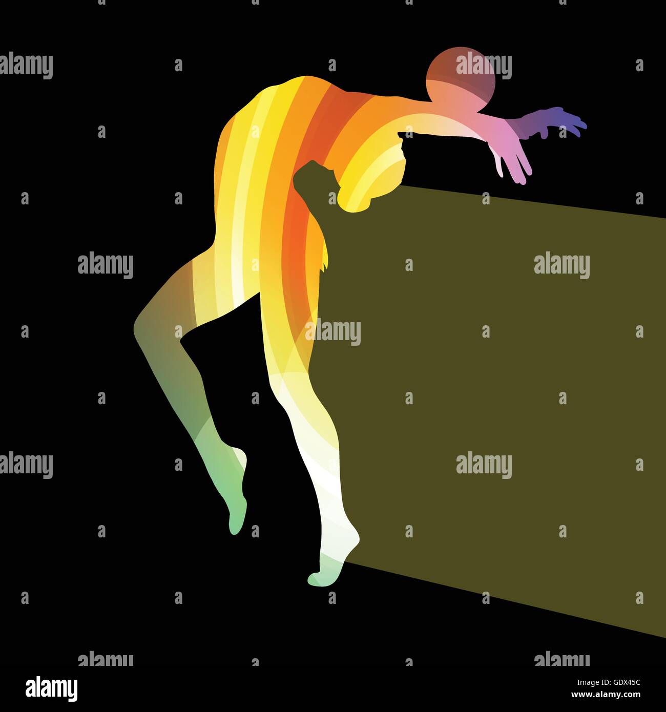 Modern rhythmic gymnastics woman with ball silhouette illustration