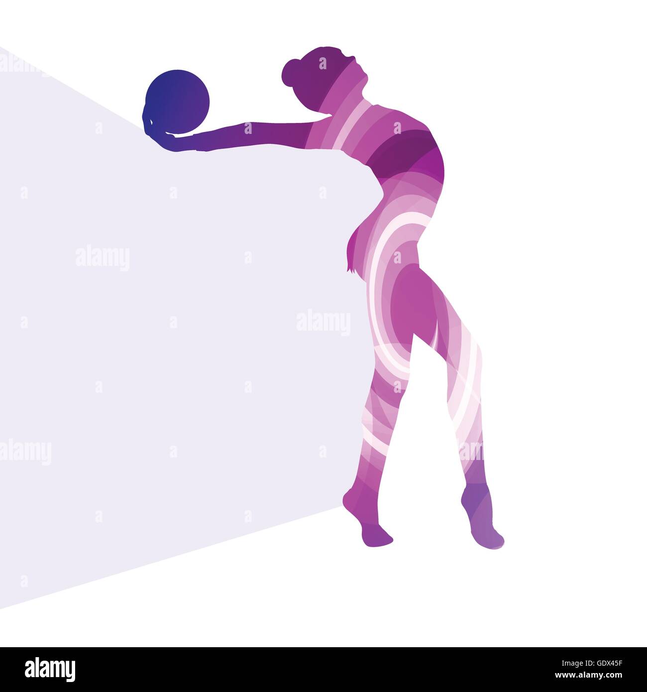 Modern rhythmic gymnastics woman with ball silhouette illustration