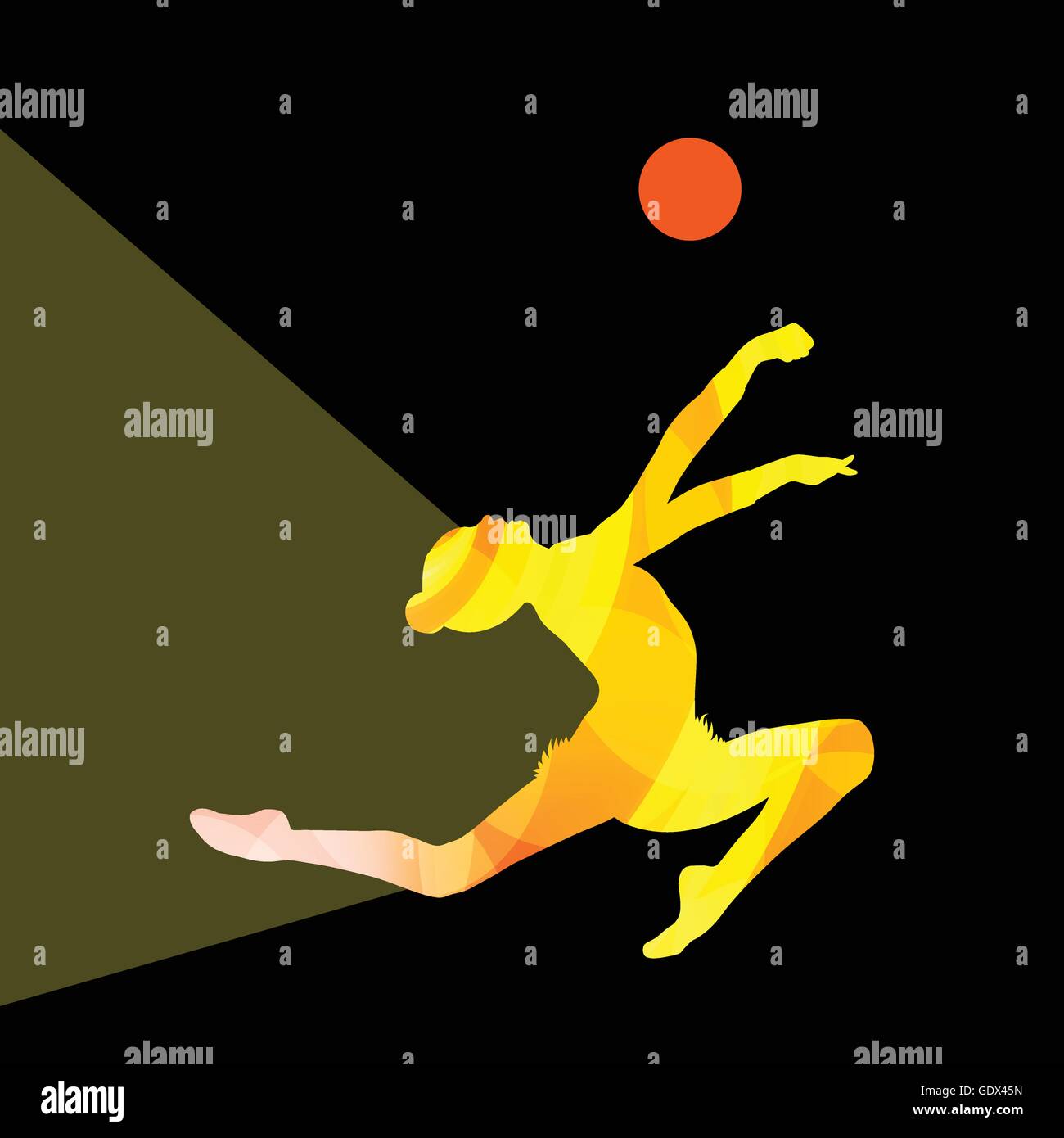 Modern rhythmic gymnastics woman with ball silhouette illustration