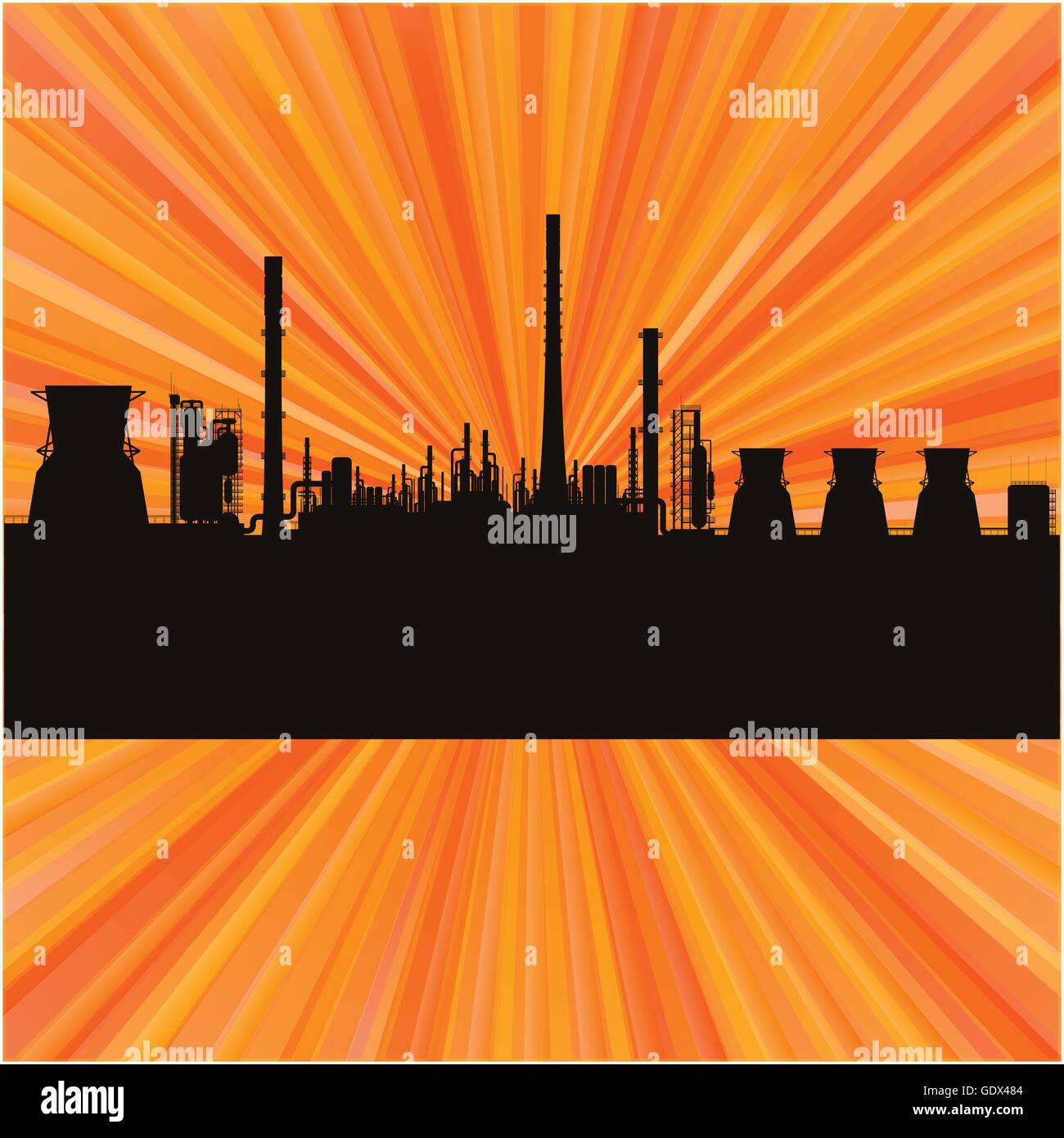 Oil refinery station background vector for poster Stock Vector