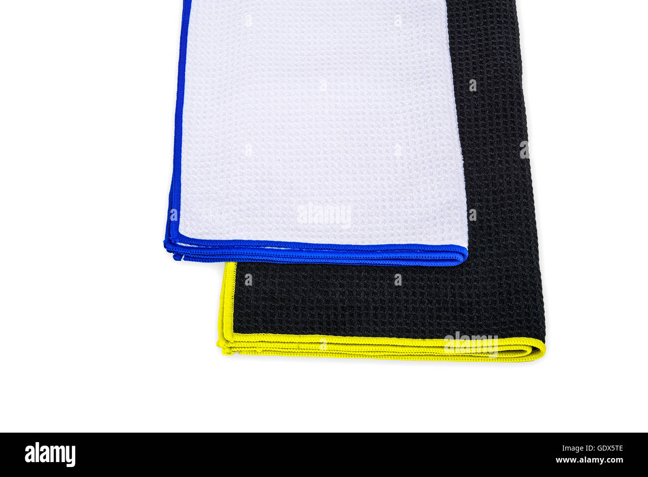 Black and white hand towel on white background Stock Photo Alamy