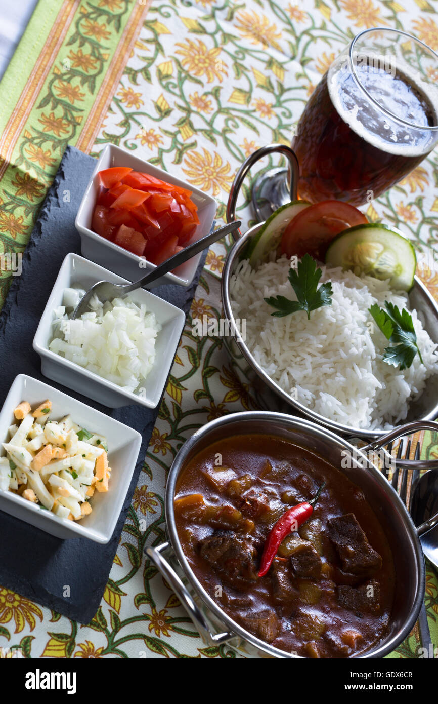 A Malaysian/Indonesian meal of Beef Rendang (curry) (Rendang daging ...