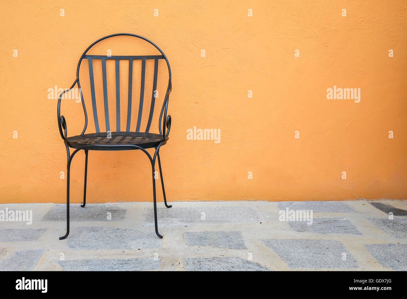 Chairs placed outside Stock Photo