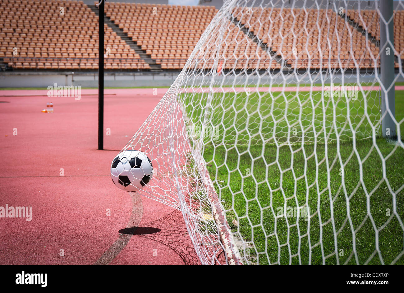 Soccer balls in the goal Stock Photo Alamy