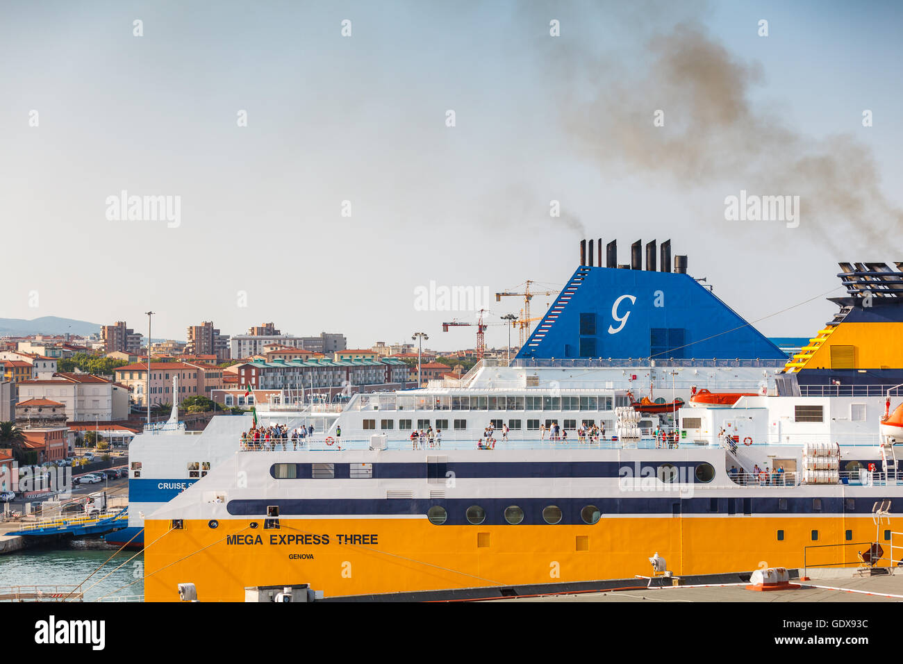 Corsica ferries Sardinia ferries ferryboat full with people ready to