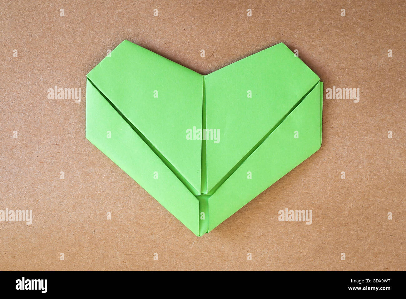 paper green heart, Love card, Love postcard Stock Photo