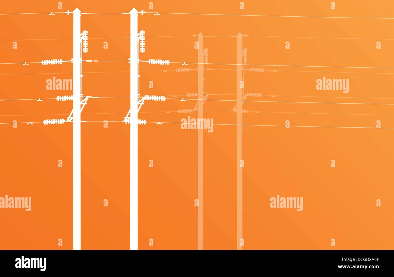 High voltage power line grid vector background Stock Vector Image & Art