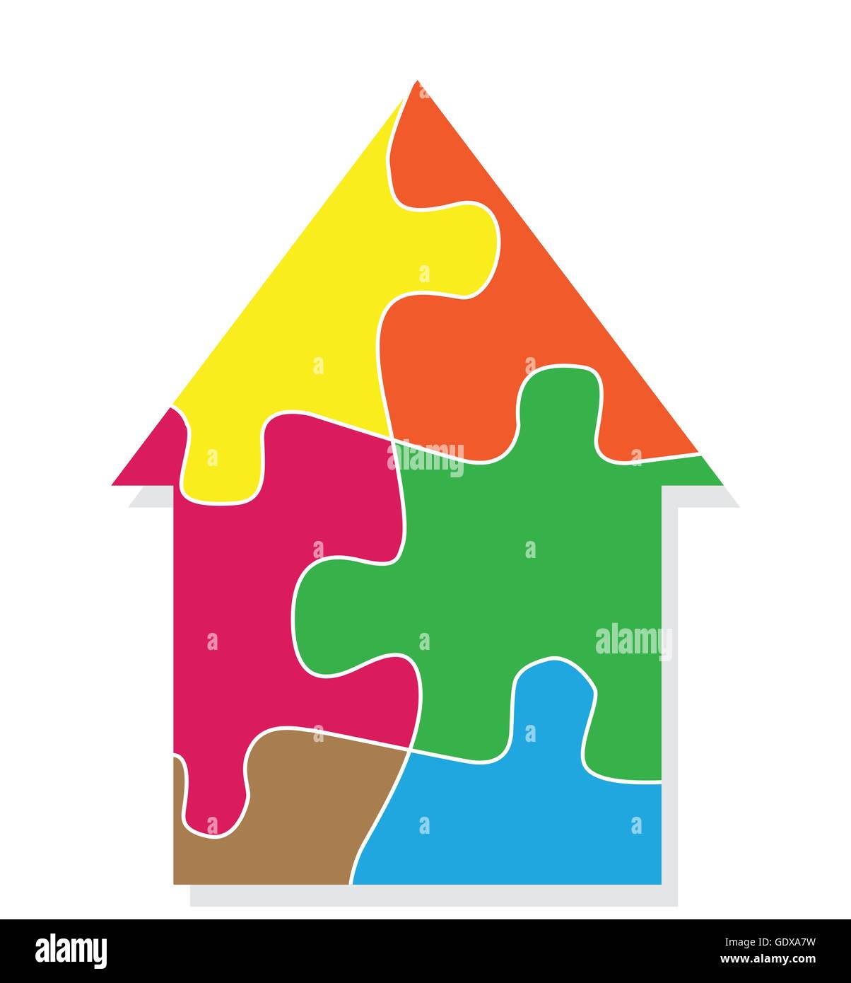 Colorful jigsaw puzzle house vector background for poster Stock Vector