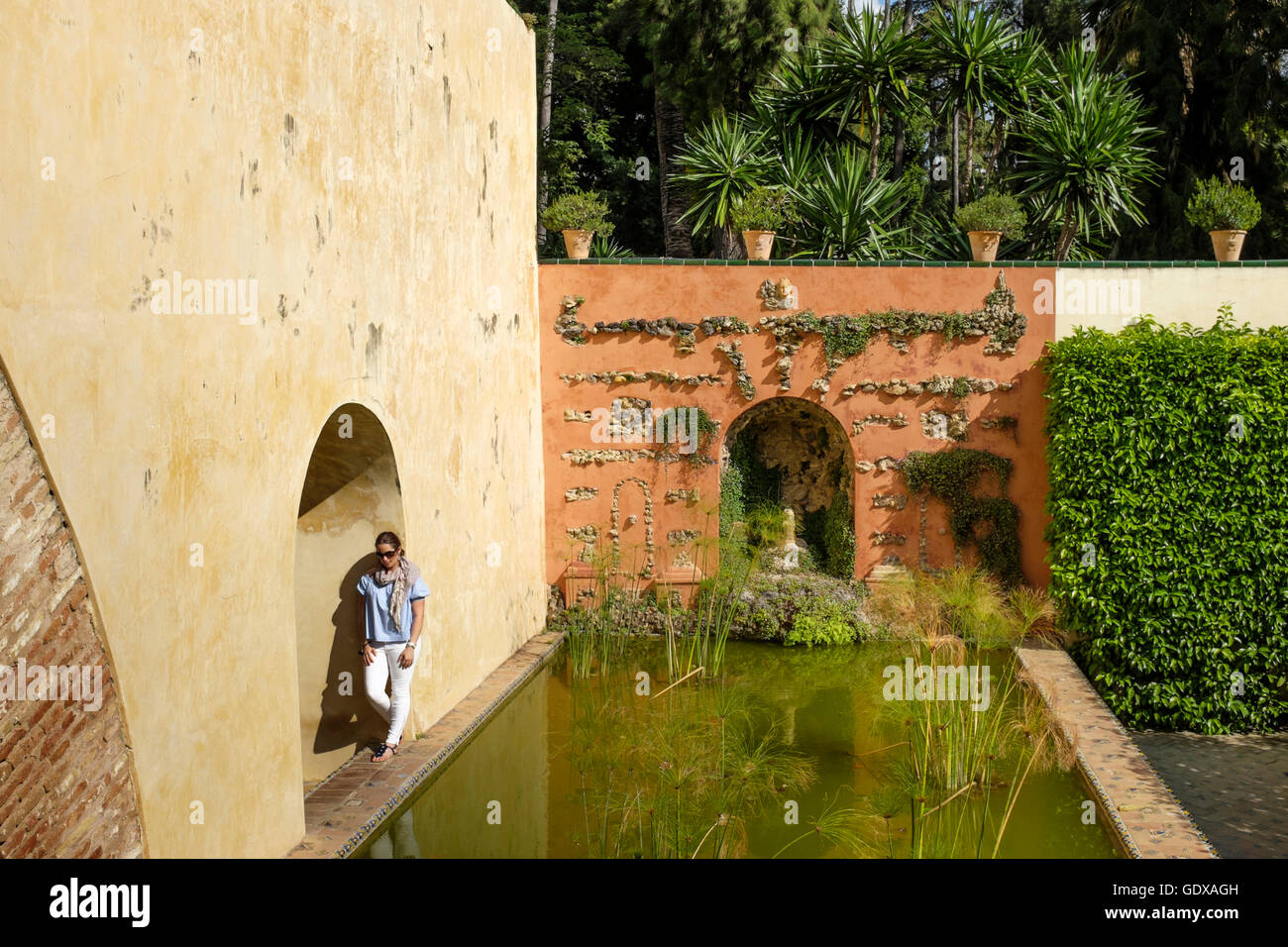 Pond in the gardens of the Real Alcazar, Seville, Spain Stock Photo Alamy