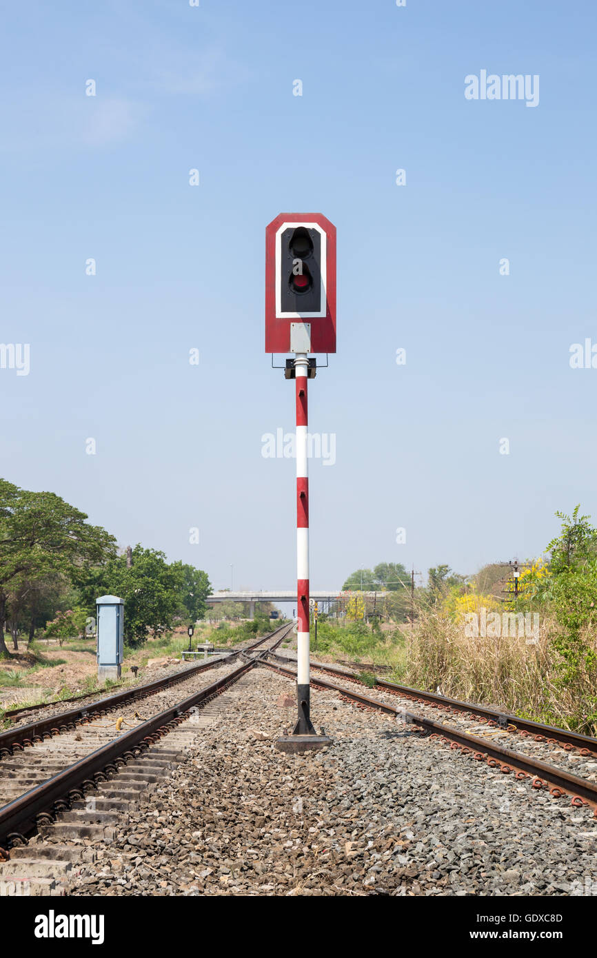 Train signals for railway and and traffic light for locomotive Stock Photo