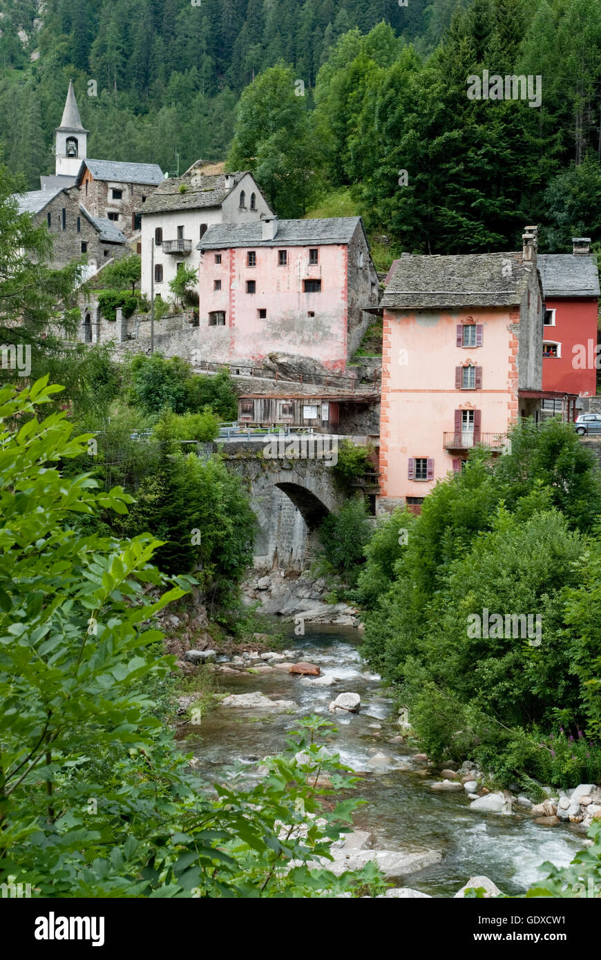 River Maggia, Fusio, Valle Maggia, Ticino, Switzerland Stock Photo