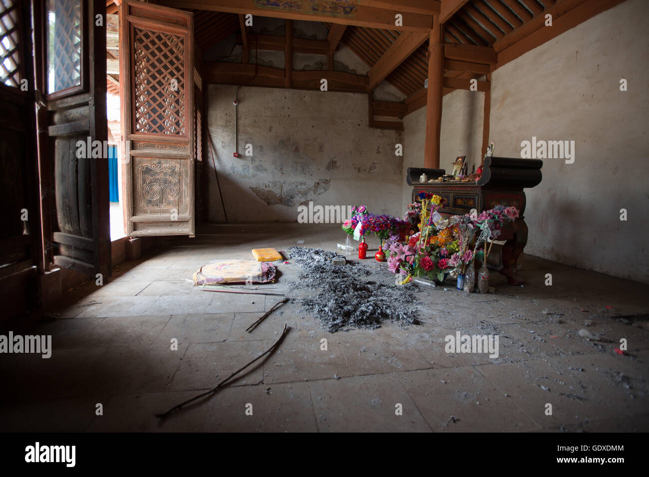 Basic humble shrine in a temple in Changyucheng village, in Beijing ...