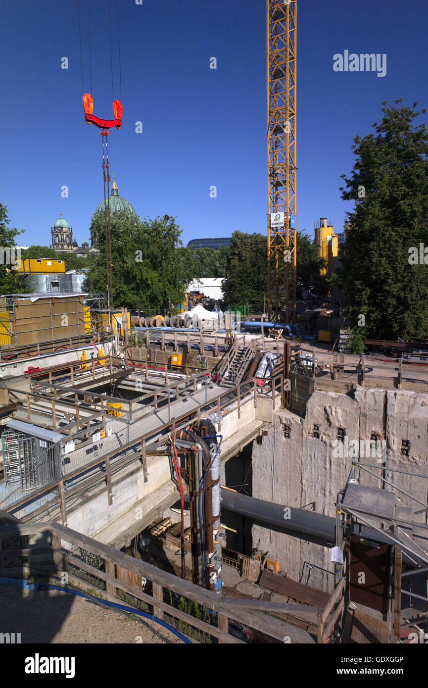 Construction site of the new subway line in Berlin, Germany, 2014 Stock Photo