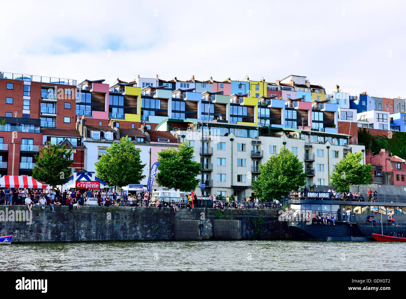 Colourful housing in Hotwells and Clifton Wood along Bristol Floating