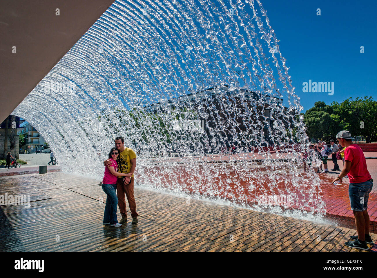 Fountain in the Park of Nations in Lisbon, Portugal, 2014 Stock Photo