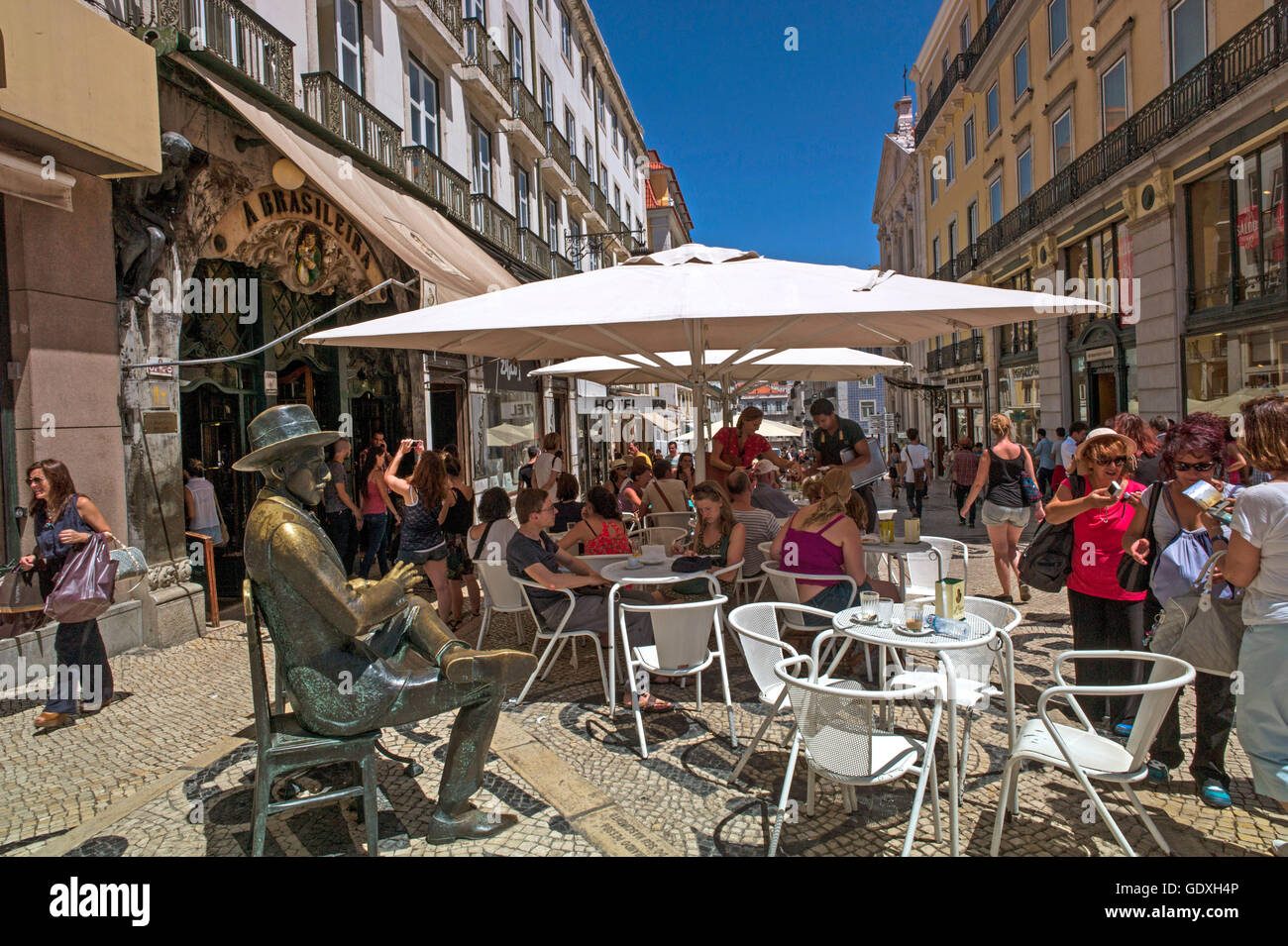 Fernando Pessoa monument in Lisbon, Portugal, 2014 Stock Photo