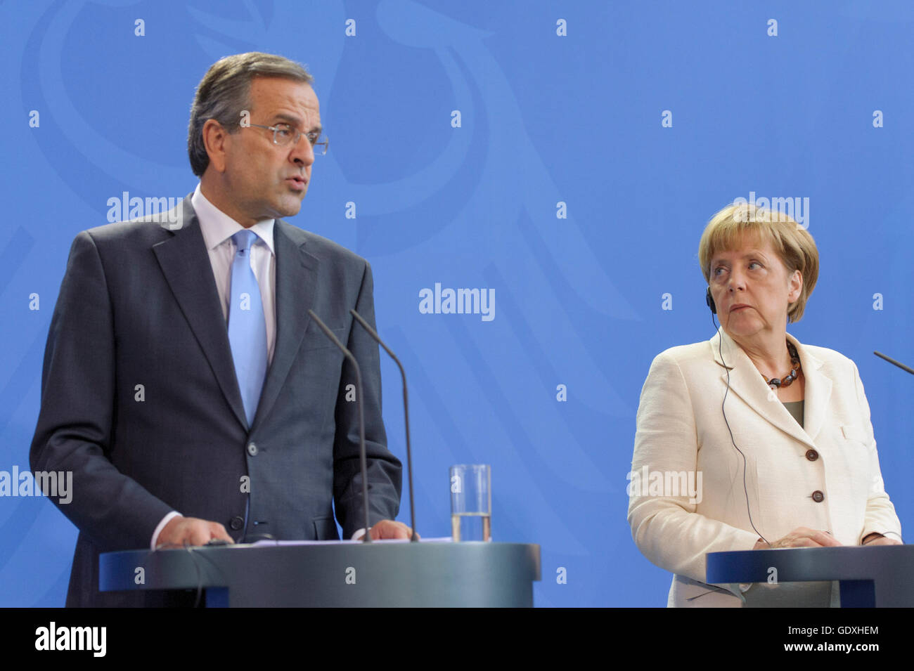 Samaras and Merkel Stock Photo