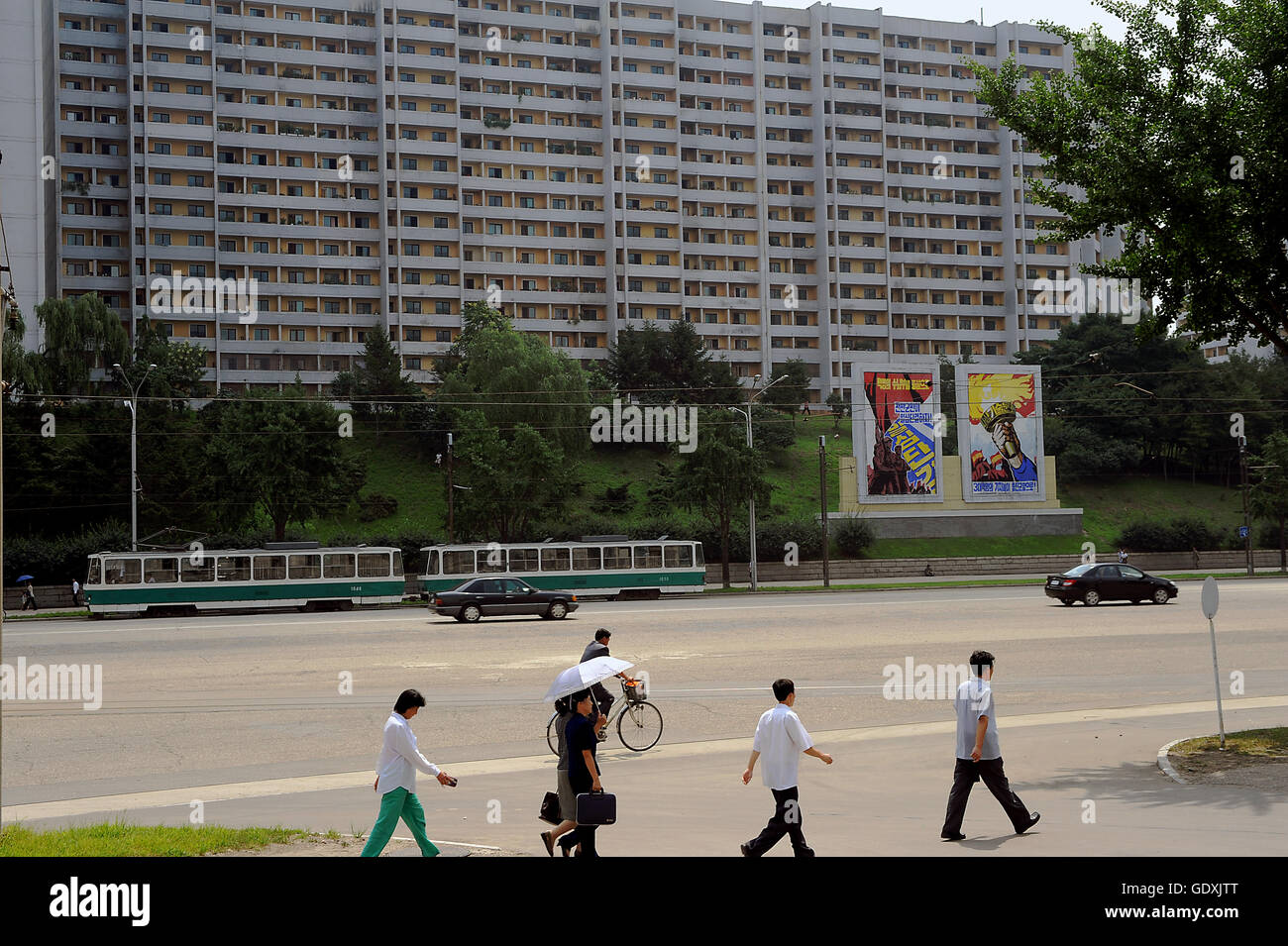 Residential high-rise building in Pyongyang Stock Photo