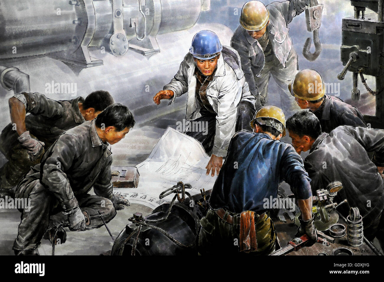 North Korean propaganda painting Stock Photo