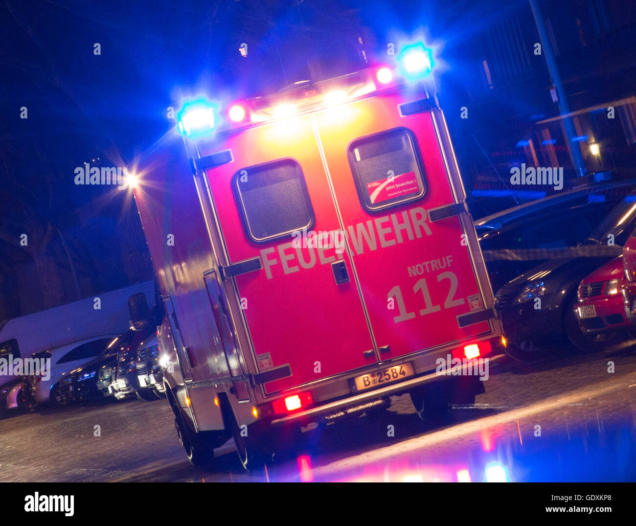 Rescue car with flashing lights Stock Photo