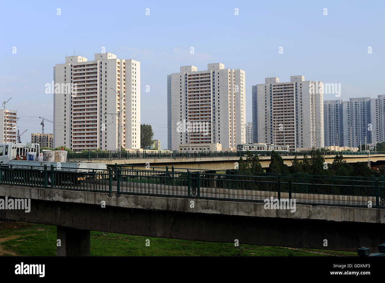 Apartment blocks in Pyongyang Stock Photo