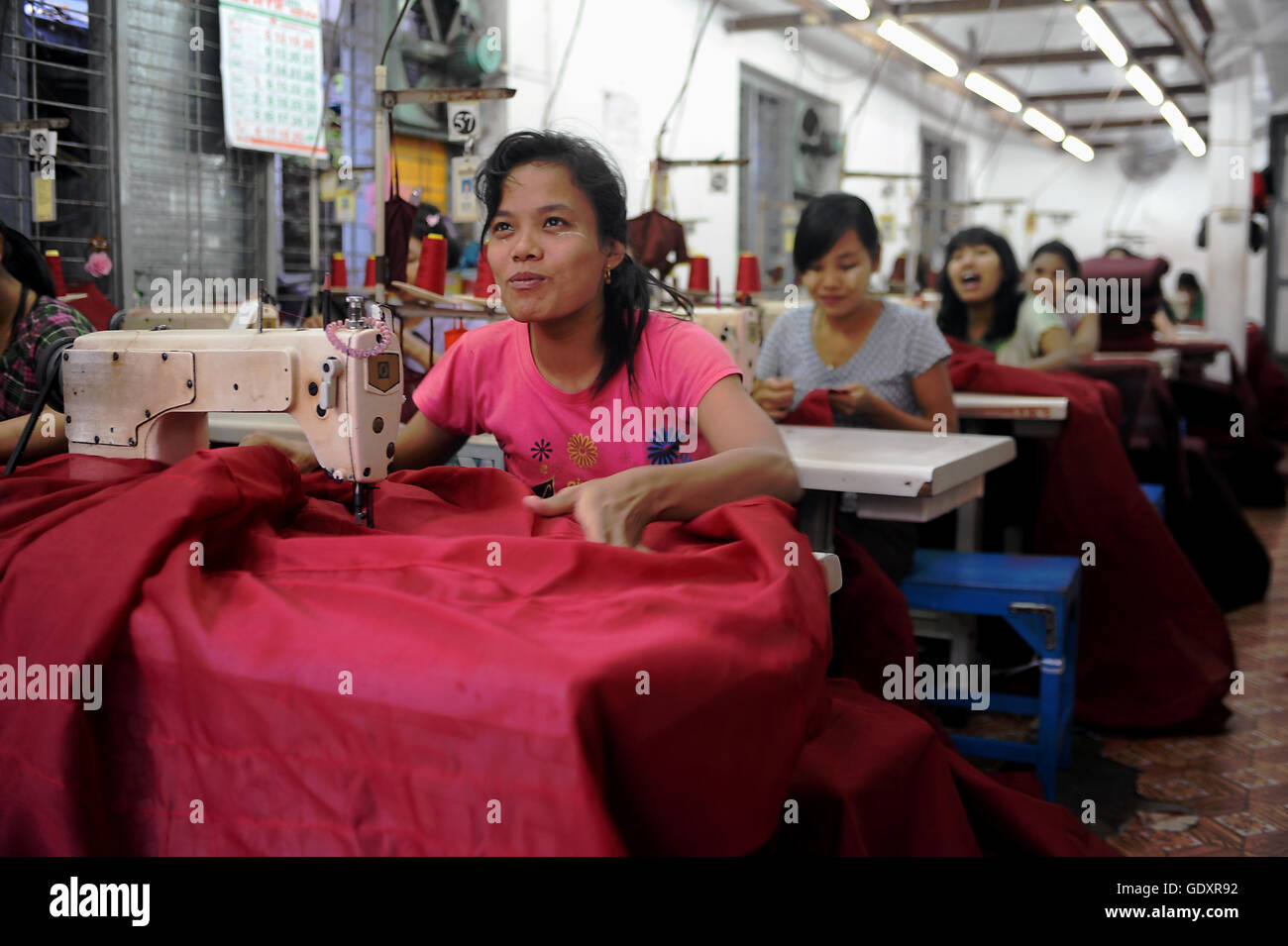 MYANMAR. Yangon. 2014. Inside a garment factory Stock Photo Alamy