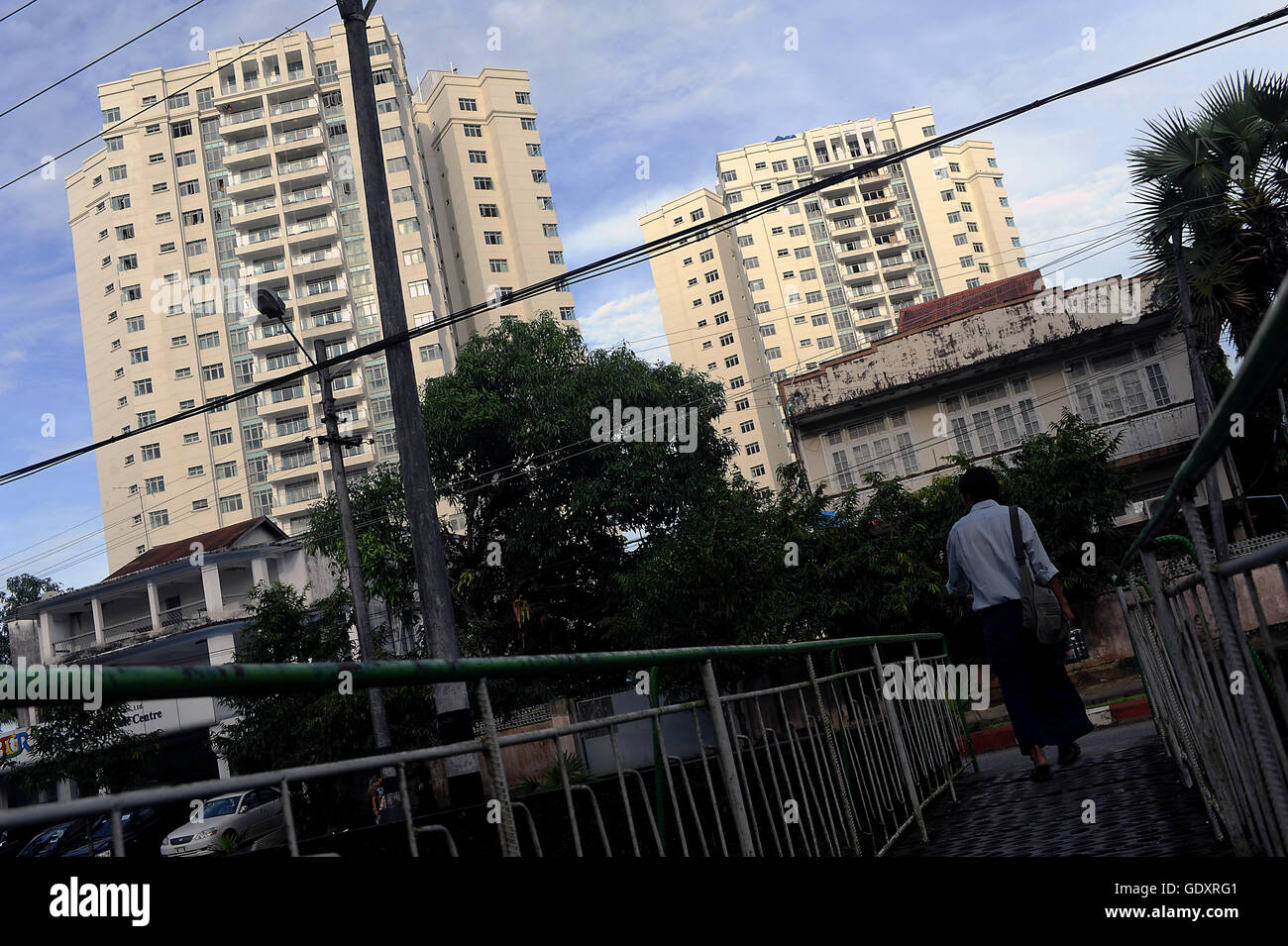 MYANMAR. Yangon. 2013. Modern highrise apartment buildings Stock Photo