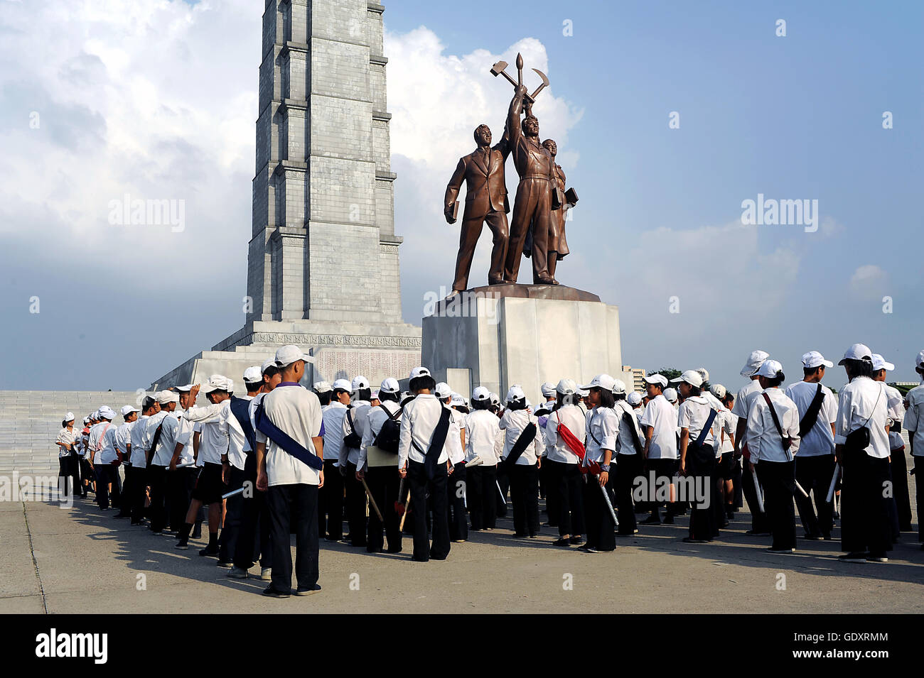 NORTH KOREA. Pyongyang. 2012. Tower of Juche Idea Stock Photo