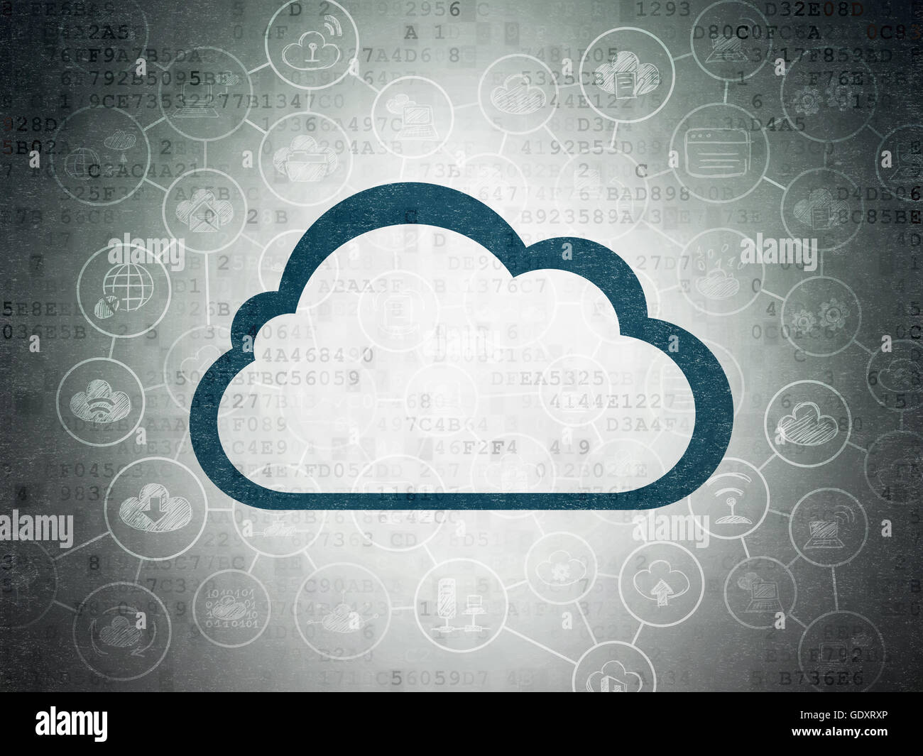 Cloud computing concept: Cloud on Digital Data Paper background Stock ...