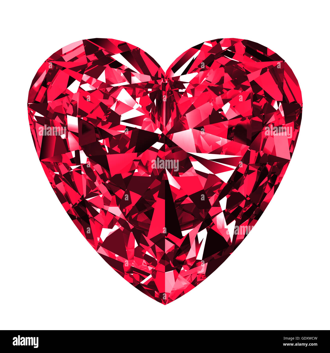 Ruby Heart Over White Background. Stock Photo