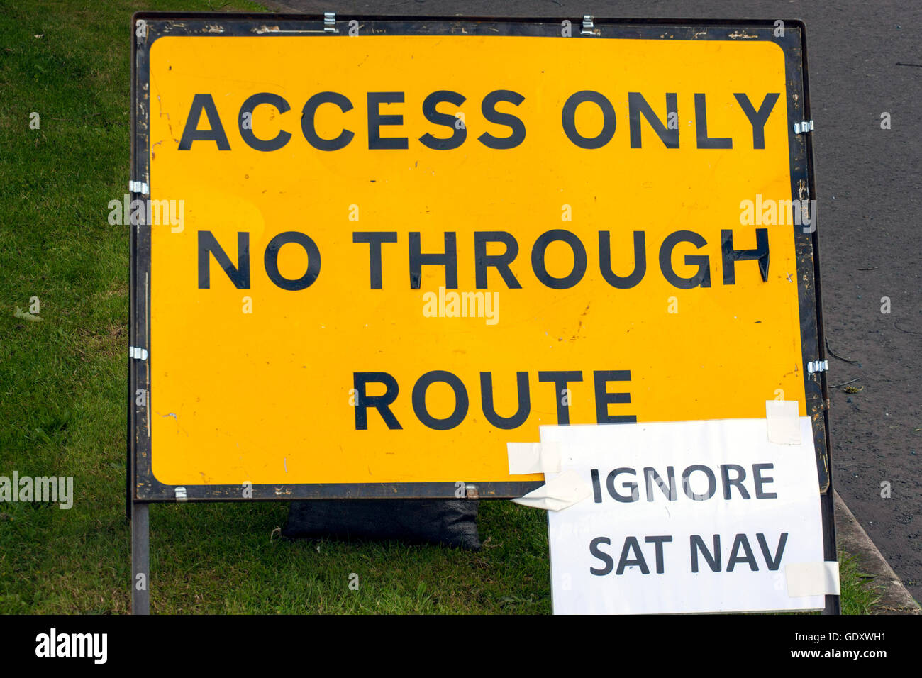 Access Only Ignore Sat Nav Stock Photo