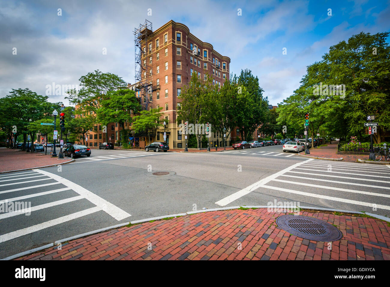 The intersection of Marlborough Street and Dartmouth Street, in Back