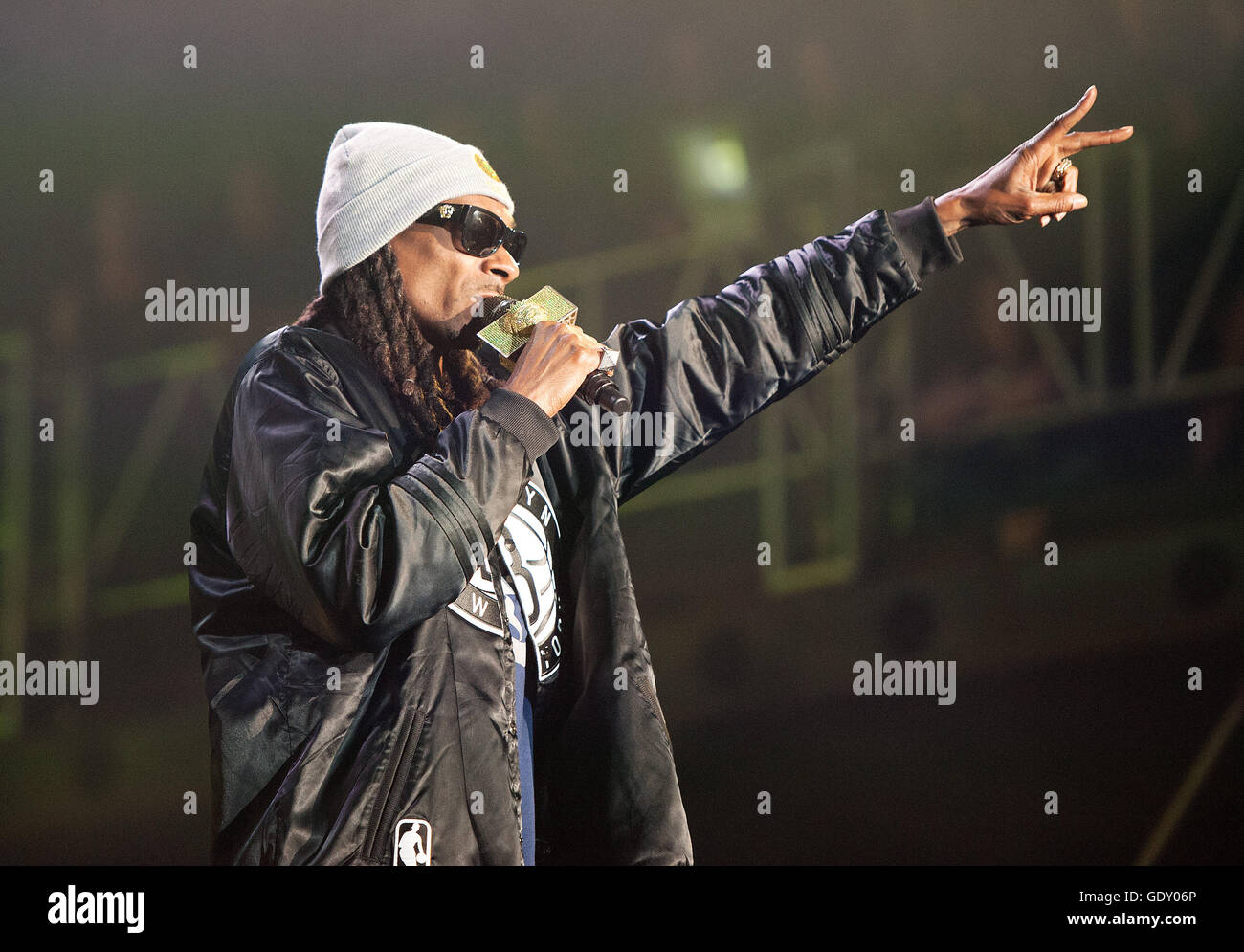 Rapper Snoop Dogg in concert at the Pemberton Music Festival. Pemberton