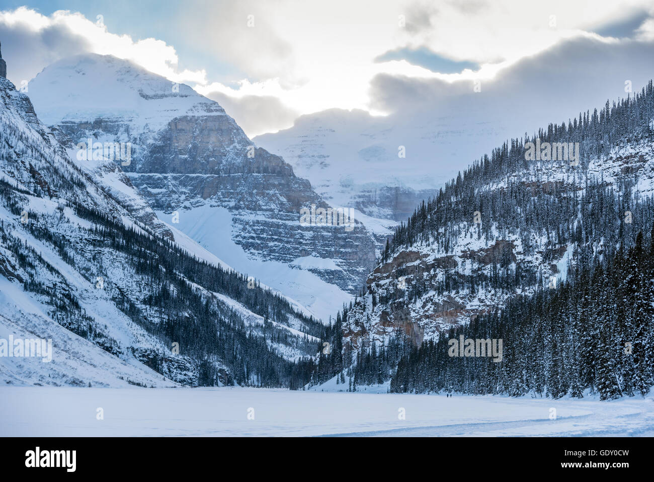 Lake Louise in Banff Park in winter time, Alberta, Canada Stock Photo ...
