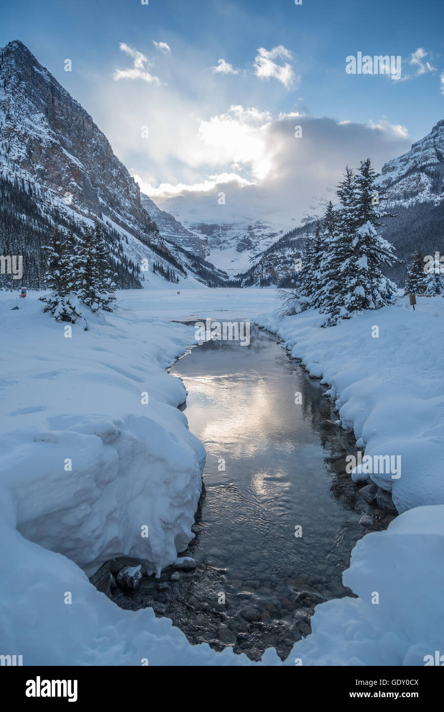 Lake Louise in Banff Park in winter time, Alberta, Canada Stock Photo ...