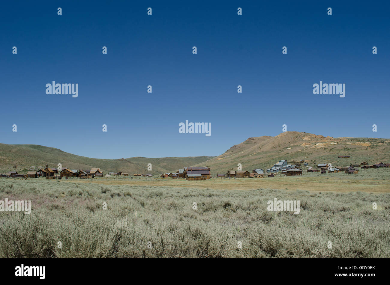 Bodie California ghost town on sagebrush covered hills north of Death Valley Stock Photo