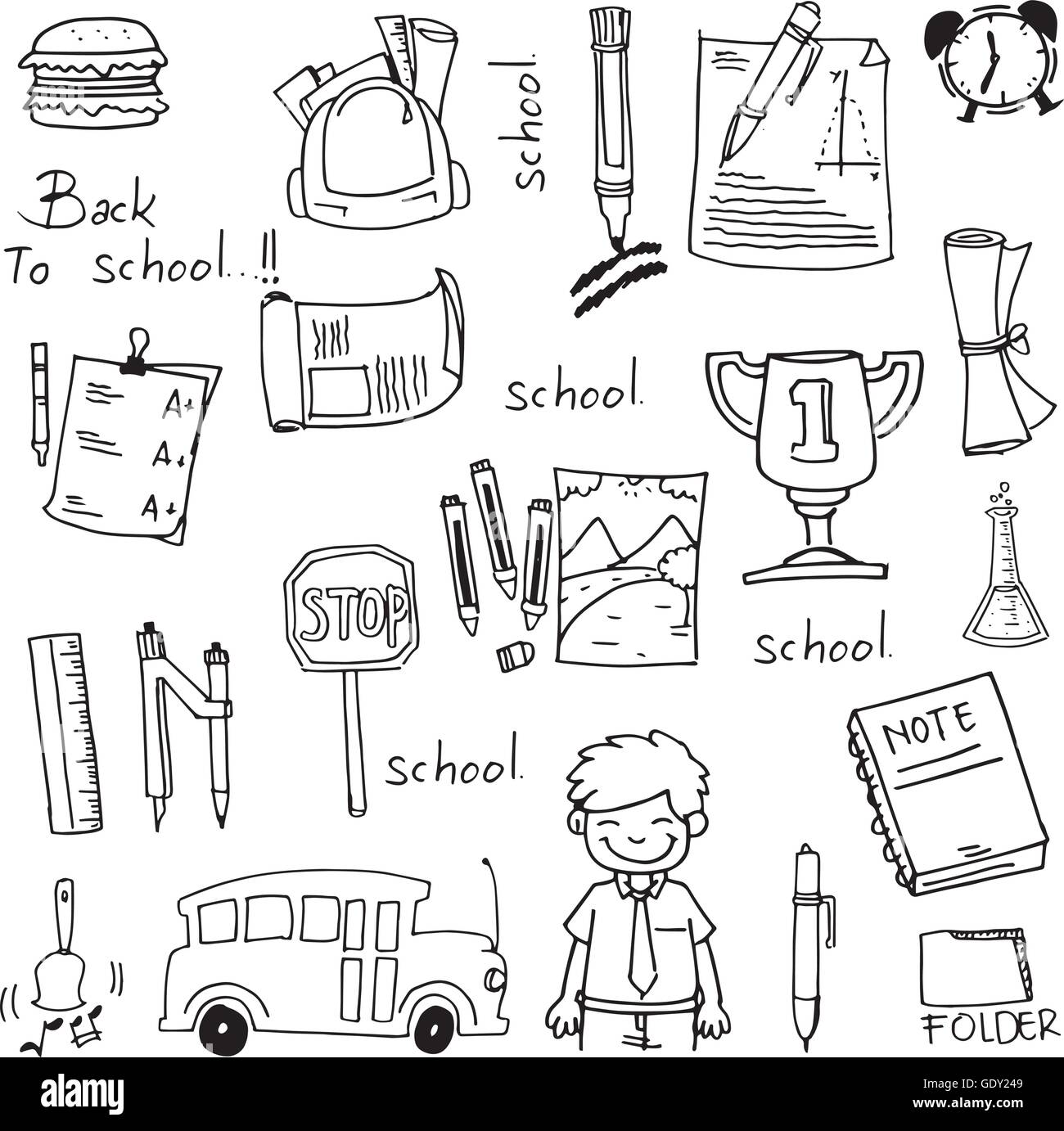 Back to School & School Supplies Among Us Characters I Hand Drawn Doodles