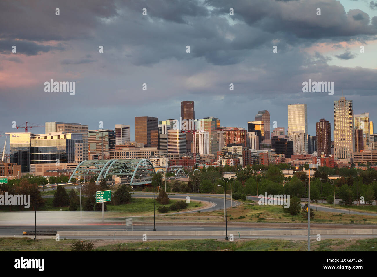 geography / travel, USA, Colorado, Denver, city view, seen from Speer Boulvard, Additional-Rights-Clearance-Info-Not-Available Stock Photo