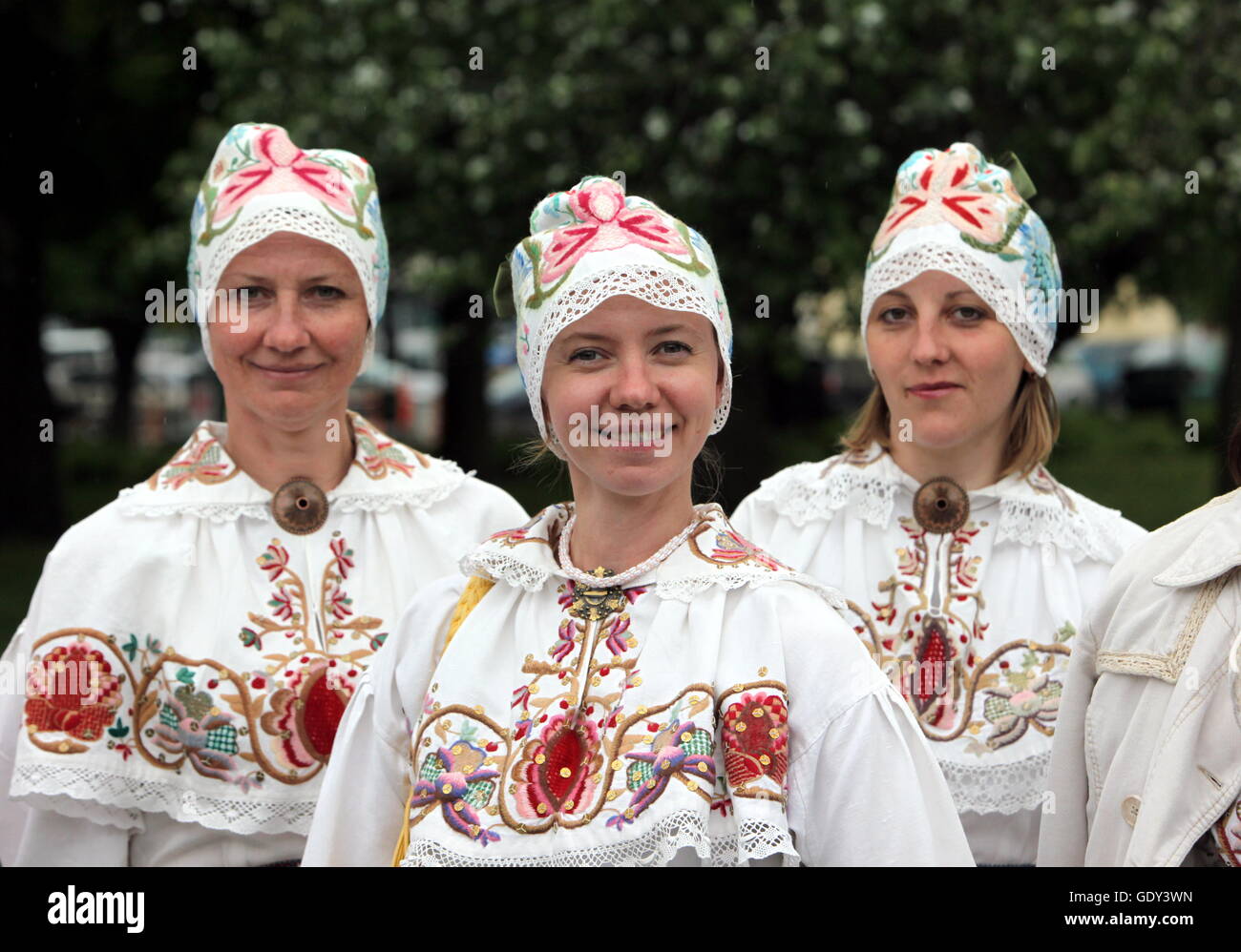 a Folkmusic and Dance on a Festival in the old Town of Tallinn in Estonia in the Baltic countrys in Europe. Stock Photo