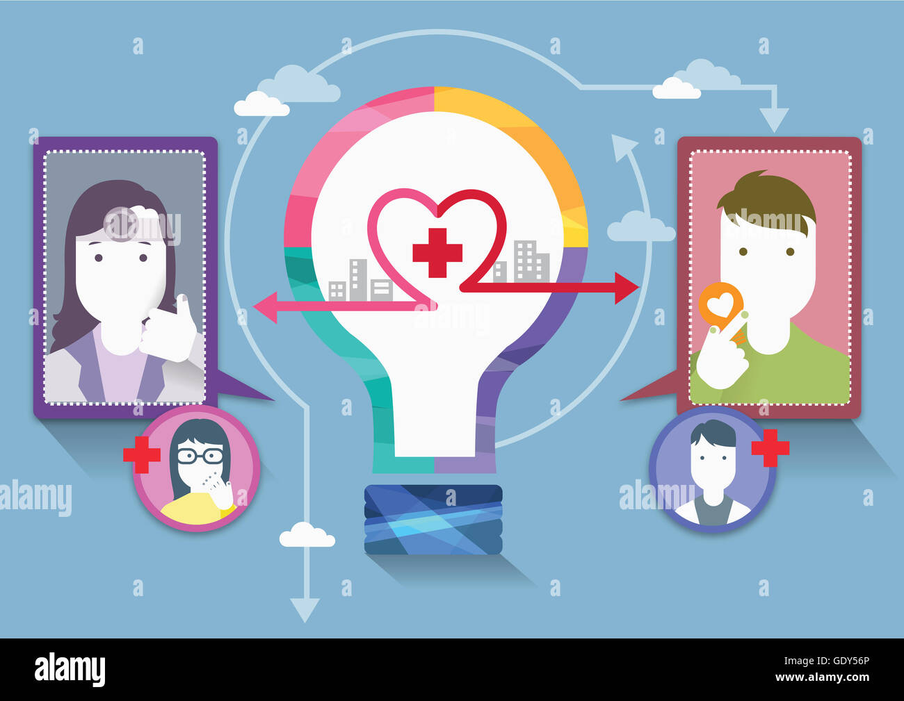 Illustration related to mobile network between patients and doctors ...