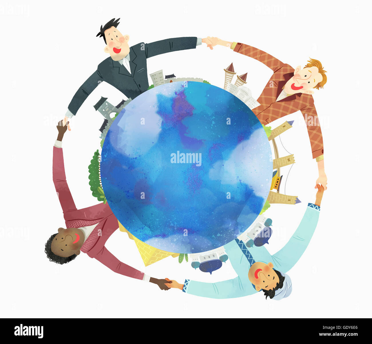 Illustration of harmony of global business people Stock Photo - Alamy