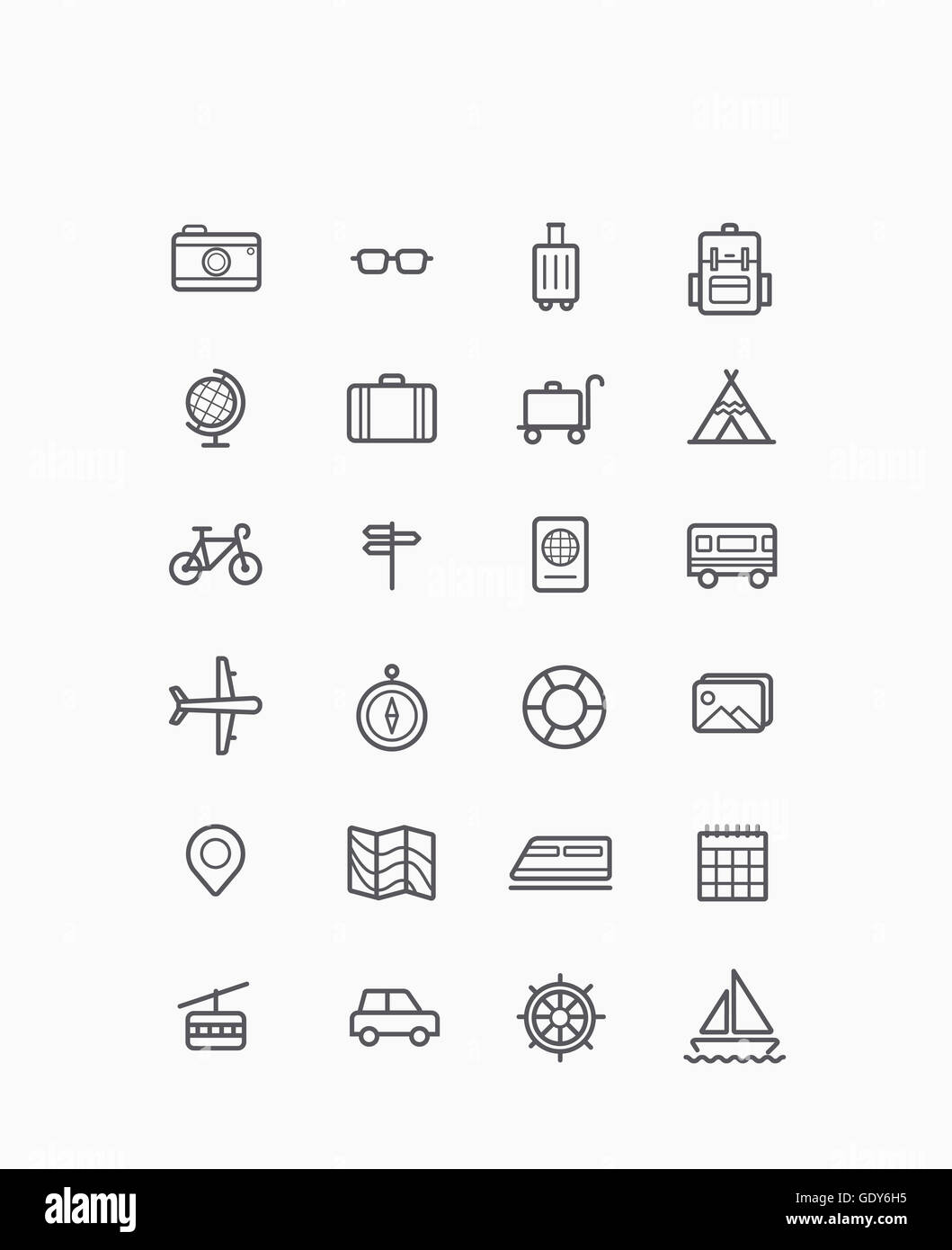 Set of line icons related to travel Stock Photo - Alamy